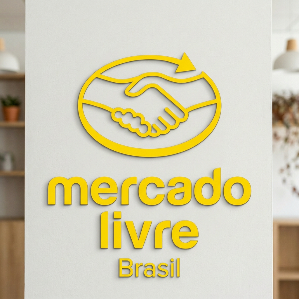 Mercado Livre Brasil logo with yellow handshake emblem and text